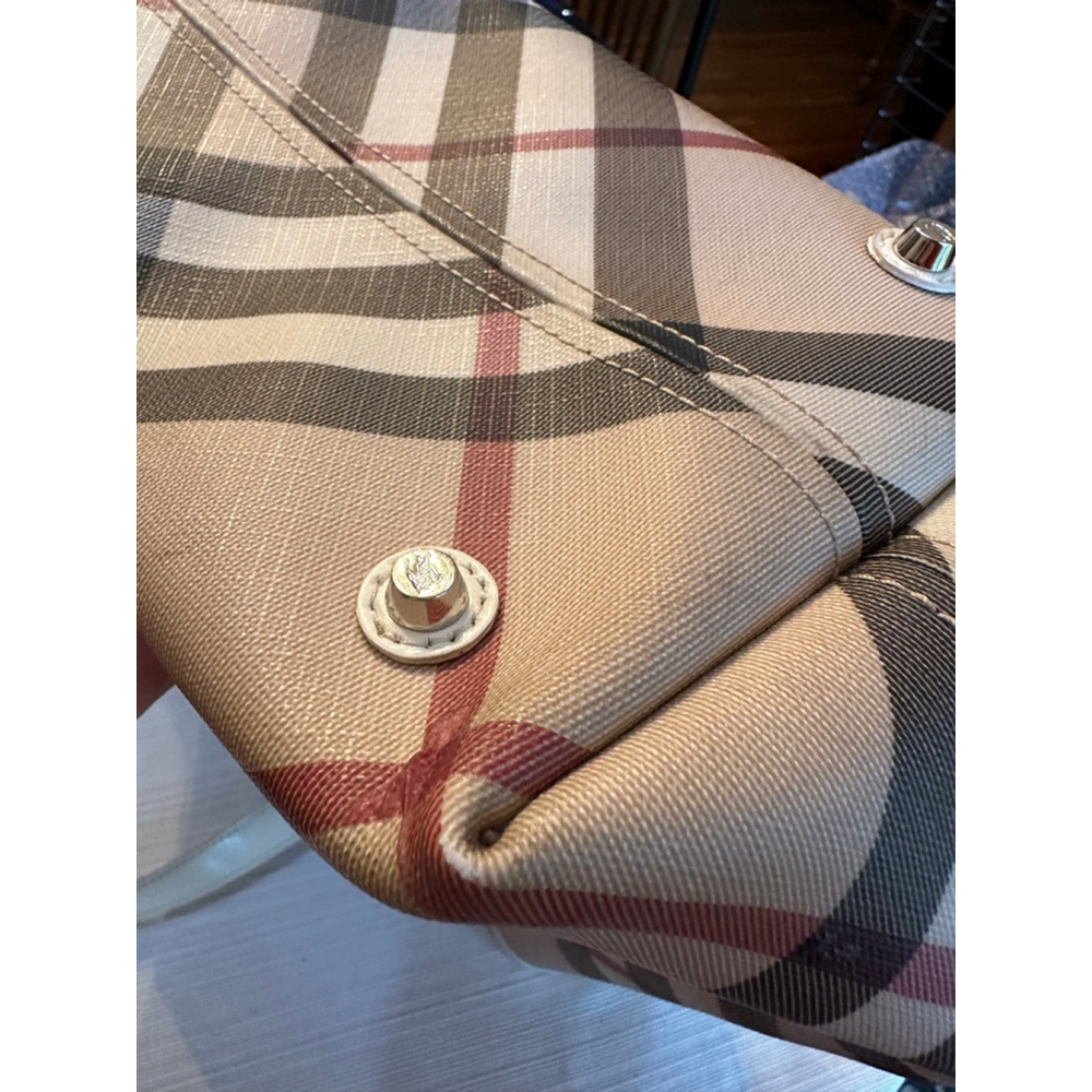Burberry Beige & Burgundy Multi-Color Tote Bag - Picture 16 of 16